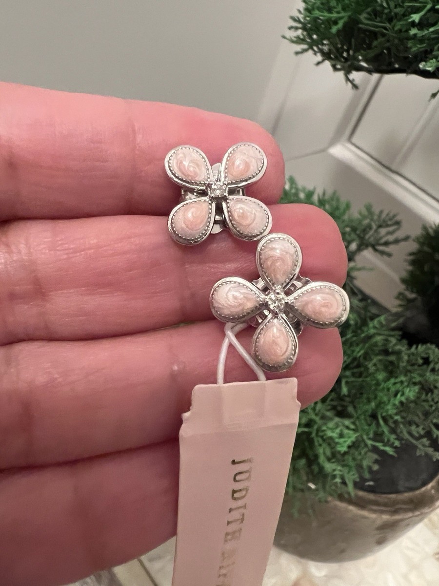 NWT Judith Ripka Sterling Silver Pink Blossom Earrings | eBay display picture 1