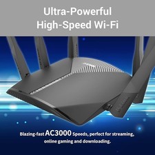 Black - D-Link WiFi Router AC3000 Mesh Smart Internet Network Voice Control,