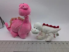 Commonwealth Pink White Dinosaur Plush Lot Hearts 1991 1994 Stuffed Animal Toy