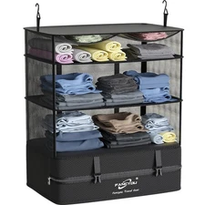 Suitcase Organizer Hanging Packing Cubes Portable Closet Shelves Compressive ...