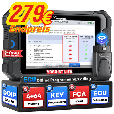VDIAGTOOL VD80BT LITE Profi OBD2 Diagnosegerät Scanner ALLE System ECU Coding DE