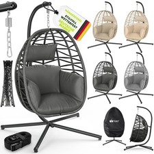 tillvex® Poltrona Sospesa con Struttura da Interno Esterno Sedia Sospesa con Cuscino Cestino