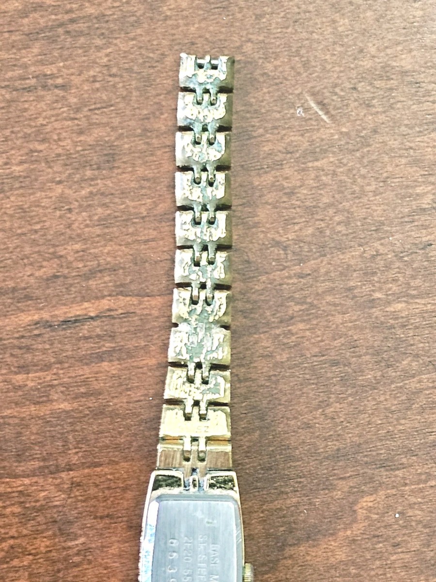 Vintage Seiko Watch Ultra Thin Gold Women's Quartz Rectangle 2E20