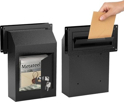 Through-The-Door Drop Box   Drop Deposit Mailbox with Slot Catcher,