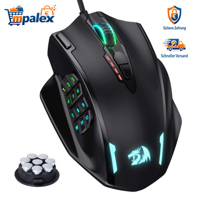 Redragon M908 Gaming Maus RGB 12400 DPI 20 Tasten MMO Optisch Schwarz