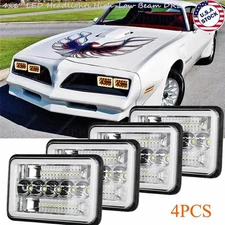 4pcs Fit Pontiac Firebird Trans AM 1977 1978 1979 1980 1981 4x6" LED Headlights