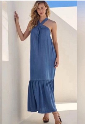 light purple halter dress Light Purple Floral Print Halter Long Bridesmaid Dress Light Purple / US 12 main image 1