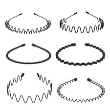 6Pcs Metal Hair Headband Wave Style Hoop Band Comb Sports Hairband for Men Women