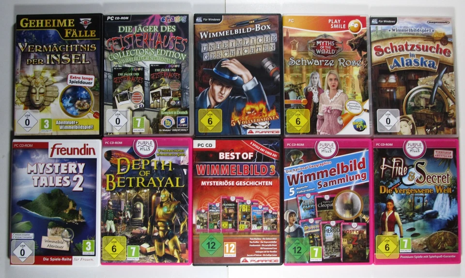 WIMMELBILD Spiele Sammlung - 24 PC-Spiele auf 10 CD-ROM in 10 DVD-Boxen Konvolut