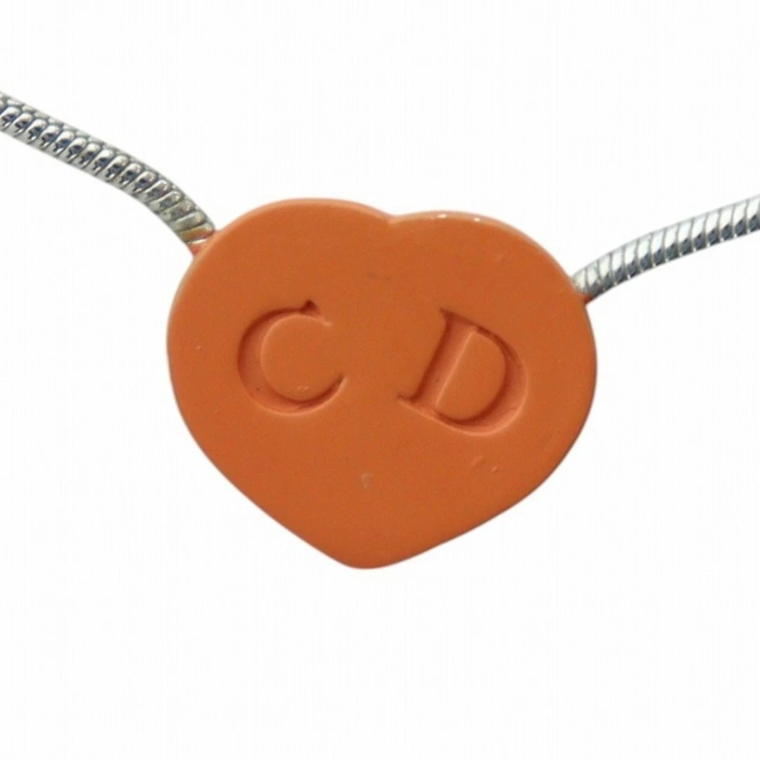 Dior Christian Ciondolo Collana Accessorio Cuore Logo Colore Argento Usatoec67