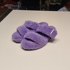 Ugg Fuzz Yeah Violet Bloom fuzzy double strap slide sandals size 8