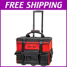 Heavy Duty Water-Resistant Rolling Tool Bag with 18 Compartments for Easy Access