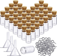 50 Pieces Small Mini Glass Bottles Jars with Cork Stoppers Set Tiny