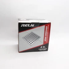 RELN Square Shower Drain Stainless Steel with Square Pattern Drain Cover 4" x 4"