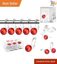 Decorative Stainless Steel Shower Curtain Hooks 12 Pcs Crystal Rhinestones Ru...