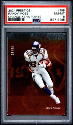 2024 PANINI PRESTIGE ORANGE XTRA POINTS #198 RANDY MOSS 35/50 PSA 8