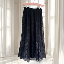 VTG Linda Allard for Ellen Tracy Blue Lace Overlay Maxi Skirt Size 10