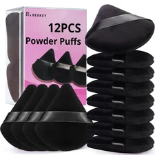 12Pcs Triangle Powder Puff Set Soft Velvet Makeup Sponge for Flawless Finish