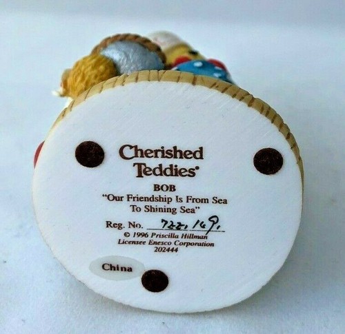 Enesco Cherished Teddies 1996 Bob 202444 Figurine 4" Friendship is from Sea - Picture 3 of 3