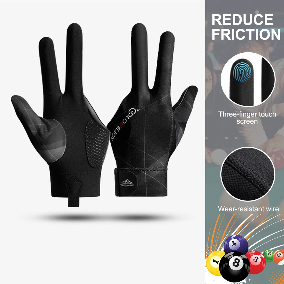 Guante de Billar 3 Dedos Mano Izquierda Guante de Billar Profesional Taco de Billar Guante Foto 3 de 4
