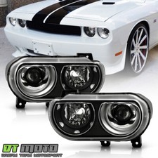 2008-2014 Dodge Challenger Xenonhid Black Projector Headlights Headlamps Pair
