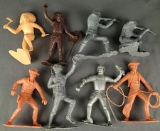 Vintage MARX Co Plastic Soldiers Native American Cowboys Knight 6inch Lot Of 8