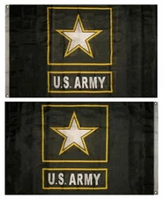 3x5 Black Army Star Double Sided 2ply Sewn Nylon Flag 3'x5' Heavy Duty