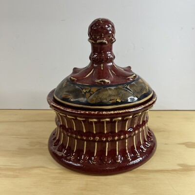Brick Red Glaze Ceramic Pottery Covered Bowl Pot Tureen Bohemian Boho Unbranded