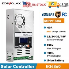 US STOCK 60AMP MPPT Solar Charge Controller 12V 24V 36V 48V DC Battery Regulator