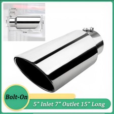Stainless Steel Exhaust Tip 5 Inlet - 7 Outlet -15 Long Bolt-on Polished Pipe