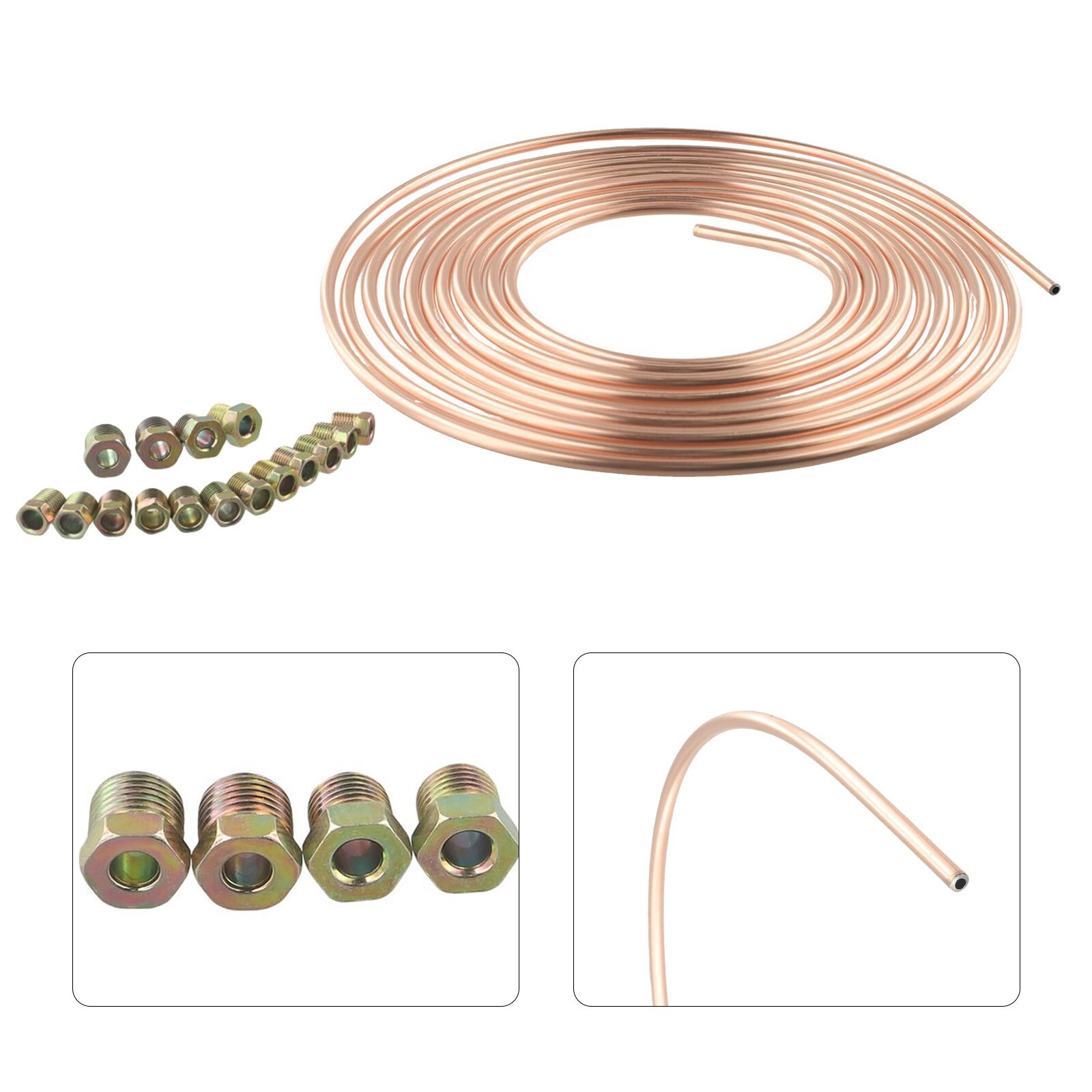 Nickel Copper Alloy Brake Line Tubing Kit 0 6 cm OD 25 Ft Coil Roll