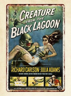 horror movie poster creature from the black lagoon large metal tin sign art