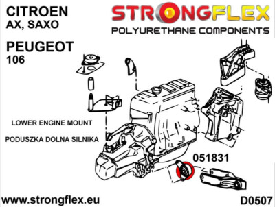 PU Lower Engine Mount Sport 051831A fits Citroën AX, BX, Saxo