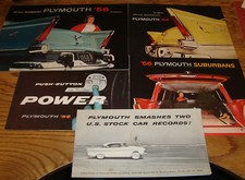 Original 1956 Plymouth Full Line Regular Deluxe Suburban Sales Brochure Lot Of 5
