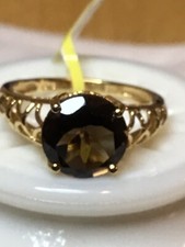 Brazilian Smoky Quartz Ring Sz8 TGW 3.50cts 14k Yellow Gold Over .925 Silver