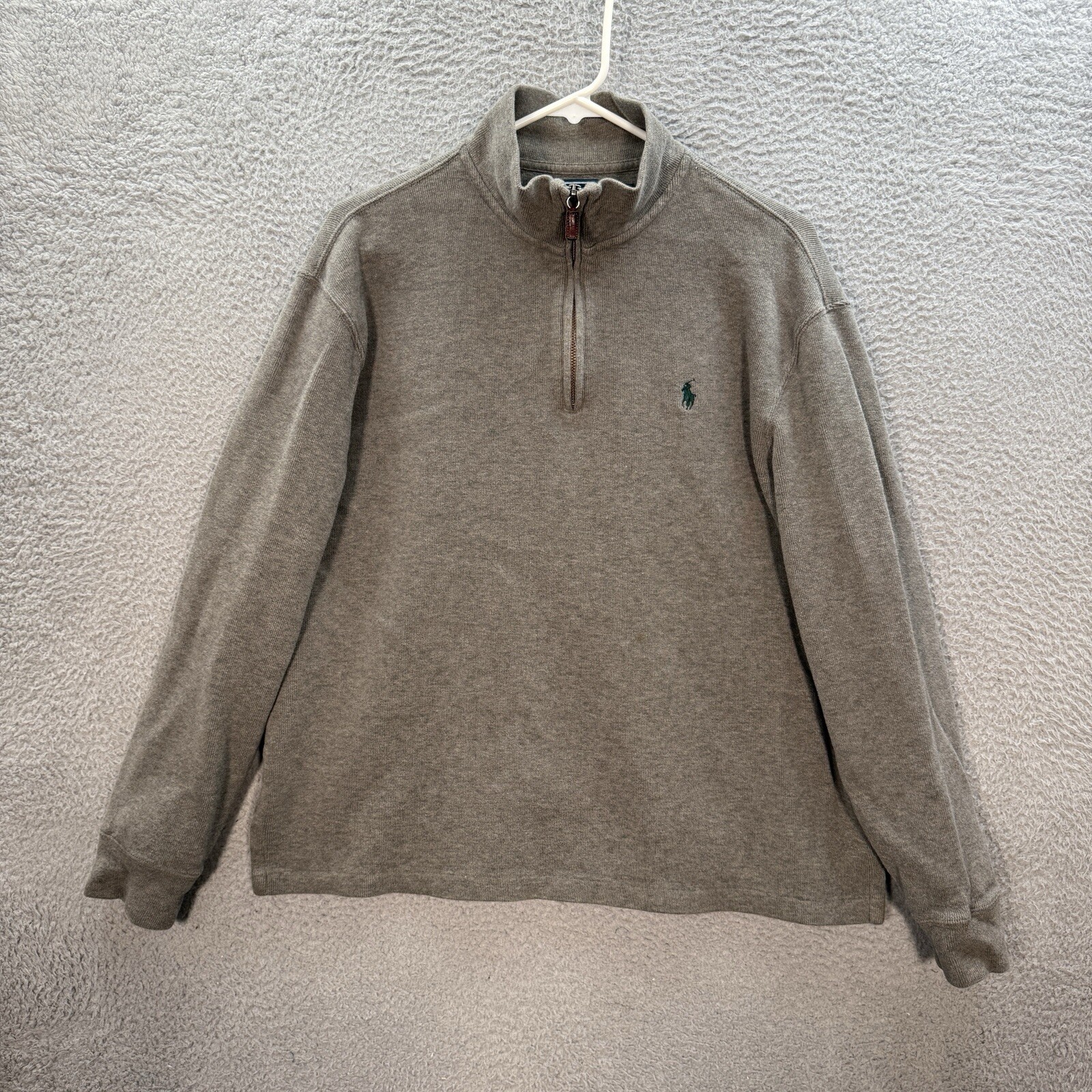 Polo Ralph Lauren maglione uomo grande grigio 1 4 zip pullover felpa piccolo pony
