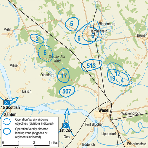 MAPA DE LA SEGUNDA GUERRA MUNDIAL DE ZONAS DE ATERRIZAJE AEROTRANSPORTADAS en HAMMINKELN, etc. OPERACIONES UNIVERSIDAD Y SAQUEO - Imagen 2 de 20