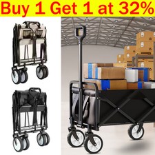 Pull Along Folding Hand Cart Garden Wagon Trolley Festival Camping Beach Caddy