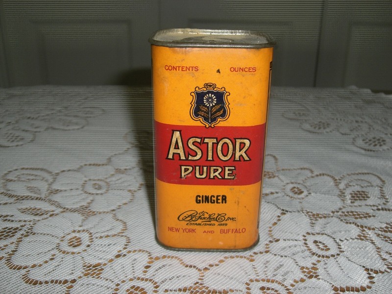 Vintage Astor Pure Spices - Ginger - 4 Oz - Close to full - Cardboard - 1970s?