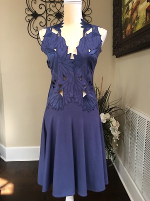 Authentic Emporio armani Dress, Sz 40, Navy Blue With Aplique Design. Brand New!