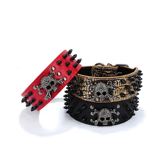 Nieten Halsband Welpe Lederhalsband Hunde Totenkopf Welpenhalsband C79 - Picture 3 of 8