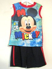 DISNEY"MICKEY MOUSE" BOYS SZ 5T - 2-PC TANK TOP/ BLACK SHORTS SUMMER NWOT