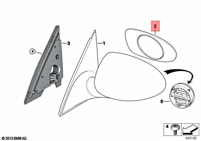Genuine BMW M5 E39 Sedan M Mirror glass heated convex left  