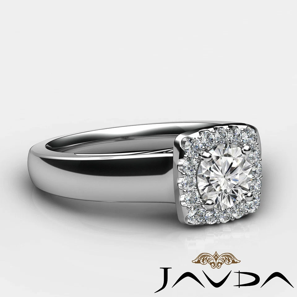 Halo French U Pave Filigree Shank Round Diamond Engagement Ring GIA E SI1 0.7 Ct Foto 3 de 4