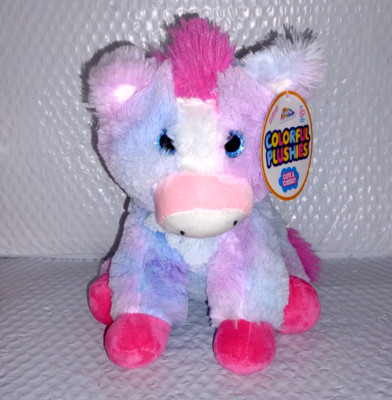RMS International PIG Pink Purple Blue 10in Plush LNWT Grafix Colorful Plushies