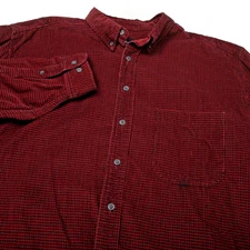 Eddie Bauer Shirt Mens Extra Large Tall Red Houndstooth Corduroy Button Down *