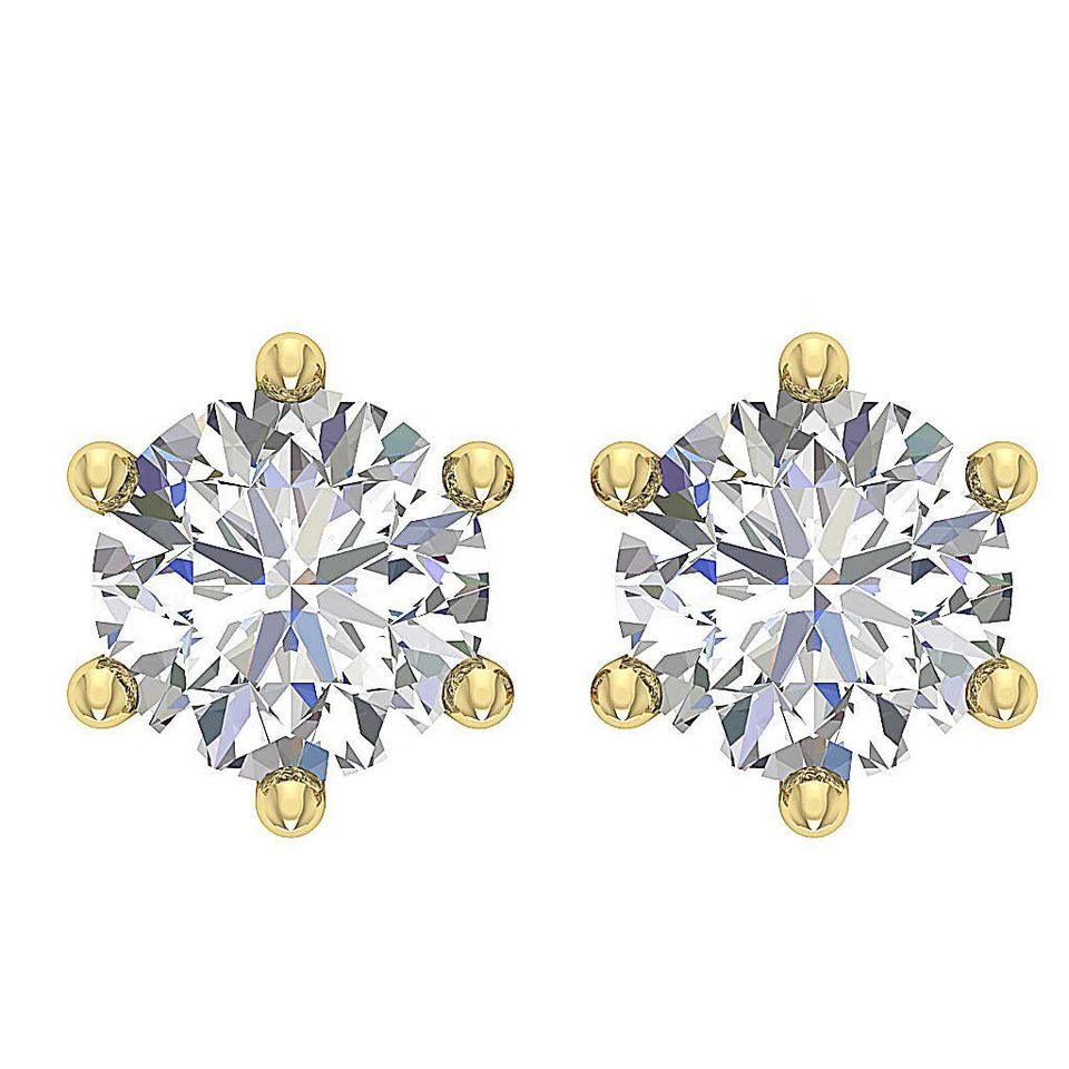 Aretes solitarios de oro macizo de 14 K con diamantes cultivados en laboratorio VVS E 1,0/1,50/2,0 quilates Foto 3 de 4