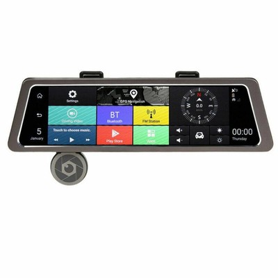 4G 10'' IPS GPS Dual Lens Android 5.1 Car Rearview DVR Recorder Mirror Camera Kit
