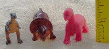 Set of 3 Tiny Dinosaur Figurines T-Rex,Triceratops, Brontosaurus 2 3/4" x 1 5/8"