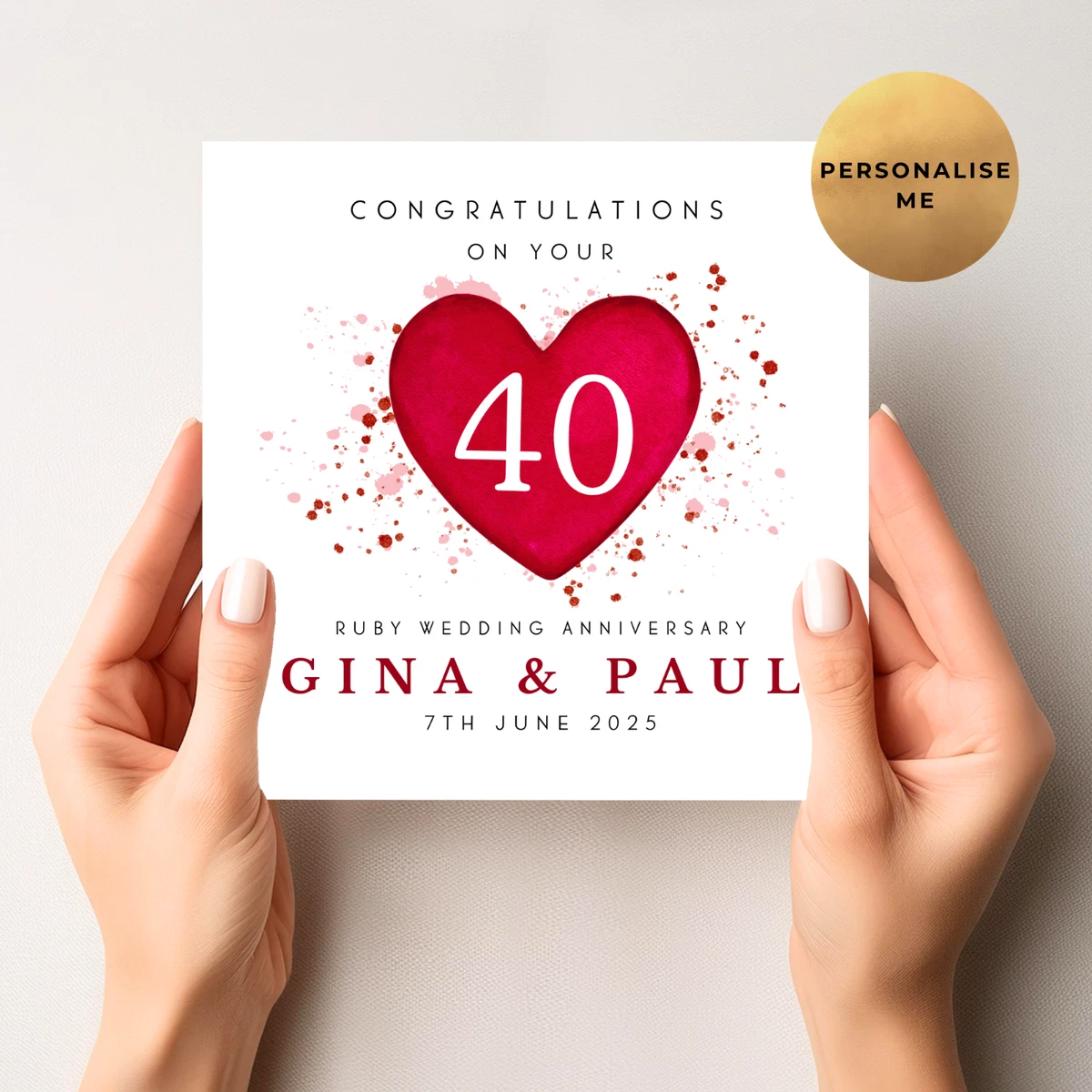 FSC Certified Keepsake Anniversary Card 40th Ruby Special Wedding ...